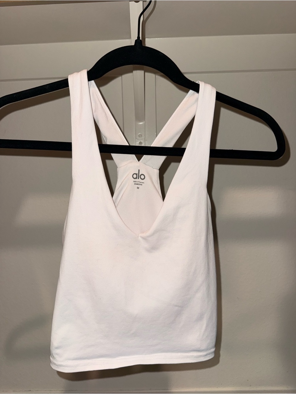 ALO Yoga White Cross-Back Crop Tank